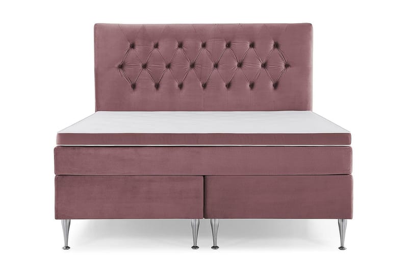 Royal Velvet Komplett Sengepakke 160x200 cm - Rosa Fløyel/Høye Sølvben - Møbler - Senger - Kontinentalsenger