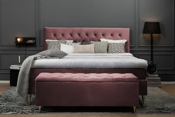 Royal Velvet Komplett Sengepakke 160x200 cm - Rosa Fløyel/Høye Sølvben - Møbler - Senger - Kontinentalsenger