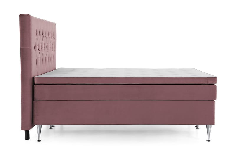 Royal Velvet Komplett Sengepakke 160x200 cm - Rosa Fløyel/Høye Sølvben - Møbler - Senger - Kontinentalsenger