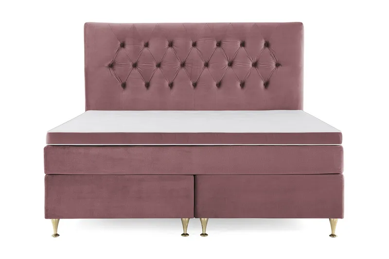 Royal Velvet Komplett Sengepakke 160x200 cm, Rosa Fløyel/Lave Gullben