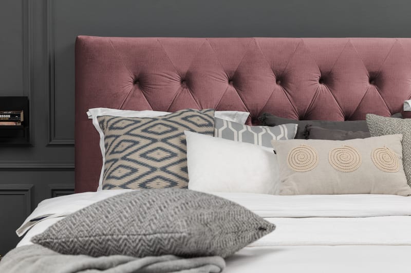 Royal Velvet Komplett Sengepakke 160x200 cm - Rosa Fløyel/Lave Gullben - Møbler - Senger - Kontinentalsenger