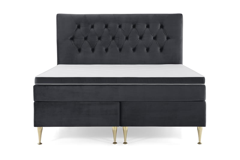 Royal Velvet Komplett Sengepakke 160x200 cm, Svart Fløyel/Høye Gullben