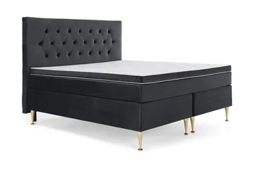 Royal Velvet Komplett Sengepakke 160x200 cm - Svart Fløyel/Høye Gullben - Møbler - Senger - Kontinentalsenger