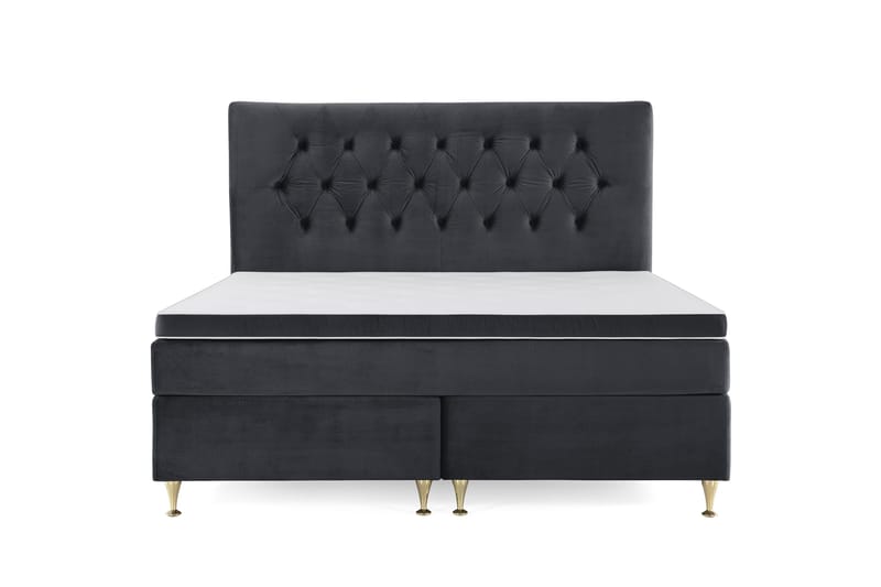 Royal Velvet Komplett Sengepakke 160x200 cm, Svart Fløyel/Lave Gullben