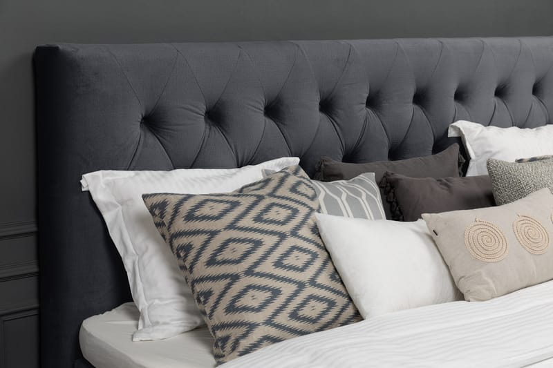 Royal Velvet Komplett Sengepakke 160x200 cm - Svart Fløyel/Lave Rosében - Møbler - Senger - Kontinentalsenger