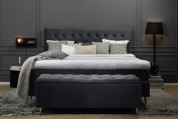 Royal Velvet Komplett Sengepakke 160x200 cm - Svart Fløyel/Lave Rosében - Møbler - Senger - Kontinentalsenger