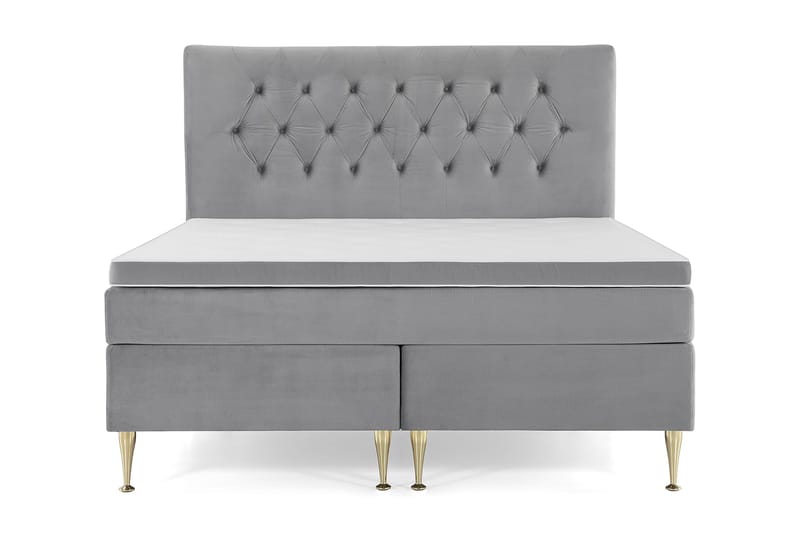 Royal Velvet Komplett Sengepakke 180x200 cm, Lysegrå Fløyel/Høye Gullben