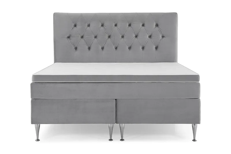 Royal Velvet Komplett Sengepakke 180x200 cm, Lysegrå Fløyel/Høye Sølvben