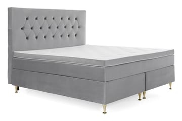 Royal Velvet Komplett Sengepakke 180x200 cm - Lysegrå Fløyel/Lave Gullben - Møbler - Senger - Kontinentalsenger