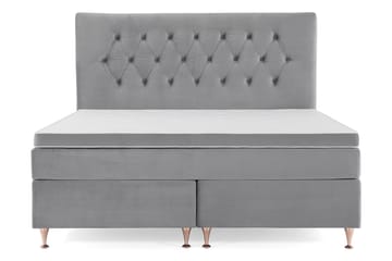 Royal Velvet Komplett Sengepakke 180x200 cm - Lysegrå Fløyel/Lave Rosében - Møbler - Senger - Kontinentalsenger