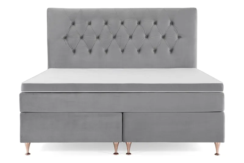 Royal Velvet Komplett Sengepakke 180x200 cm - Lysegrå Fløyel/Lave Rosében - Møbler - Senger - Kontinentalsenger