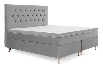 Royal Velvet Komplett Sengepakke 180x200 cm - Lysegrå Fløyel/Lave Rosében - Møbler - Senger - Kontinentalsenger