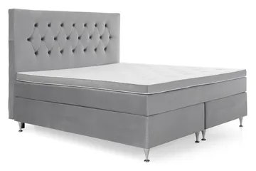 Royal Velvet Komplett Sengepakke 180x200 cm - Lysegrå Fløyel/Lave Sølvben - Møbler - Senger - Kontinentalsenger