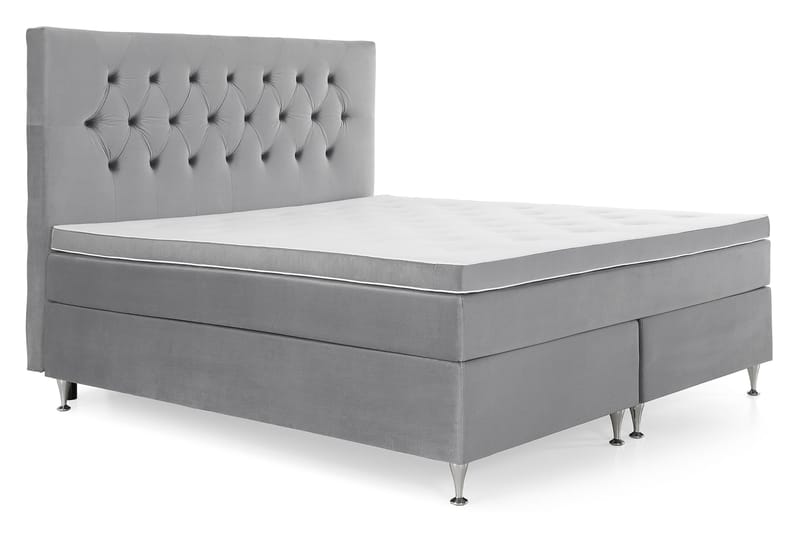 Royal Velvet Komplett Sengepakke 180x200 cm - Lysegrå Fløyel/Lave Sølvben - Møbler - Senger - Kontinentalsenger