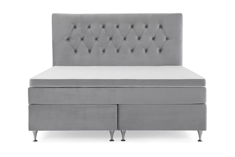 Royal Velvet Komplett Sengepakke 180x200 cm - Lysegrå Fløyel/Lave Sølvben - Møbler - Senger - Kontinentalsenger