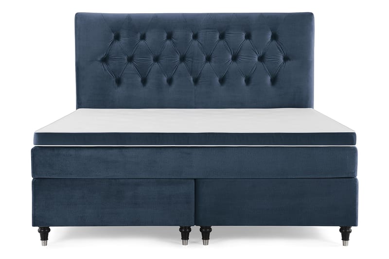 Royal Velvet Komplett Sengepakke 180x200 cm, Mørkeblå Fløyel/Dreide Ben