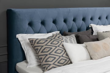 Royal Velvet Komplett Sengepakke 180x200 cm - Mørkeblå Fløyel/Dreide Ben - Møbler - Senger - Kontinentalsenger