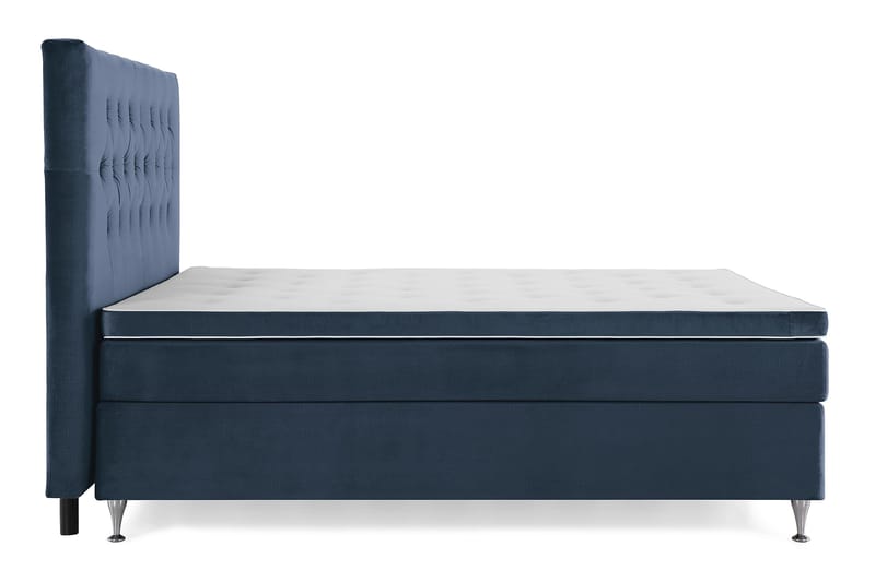 Royal Velvet Komplett Sengepakke 180x200 cm - Mørkeblå Fløyel/Lave Sølvben - Møbler - Senger - Kontinentalsenger
