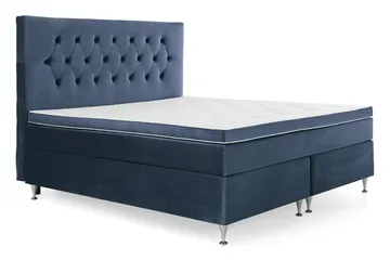 Royal Velvet Komplett Sengepakke 180x200 cm - Mørkeblå Fløyel/Lave Sølvben - Møbler - Senger - Kontinentalsenger