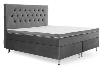 Royal Velvet Komplett Sengepakke 180x200 cm - Mørkegrå Fløyel/Lave Sølvben - Møbler - Senger - Kontinentalsenger