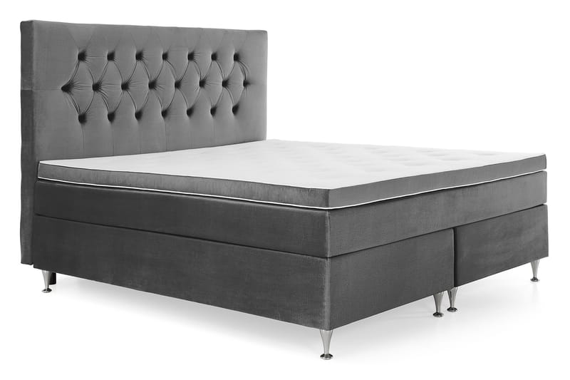 Royal Velvet Komplett Sengepakke 180x200 cm - Mørkegrå Fløyel/Lave Sølvben - Møbler - Senger - Kontinentalsenger