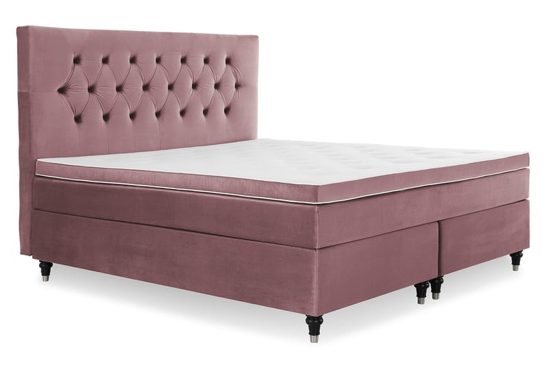 Royal Velvet Komplett Sengepakke 180x200 cm - Rosa Fløyel/Dreide Ben - Møbler - Senger - Kontinentalsenger
