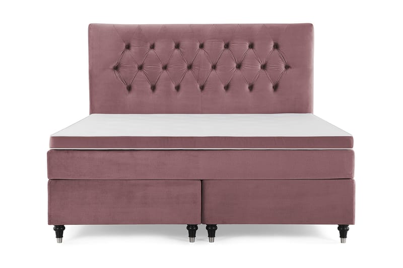 Royal Velvet Komplett Sengepakke 180x200 cm, Rosa Fløyel/Dreide Ben