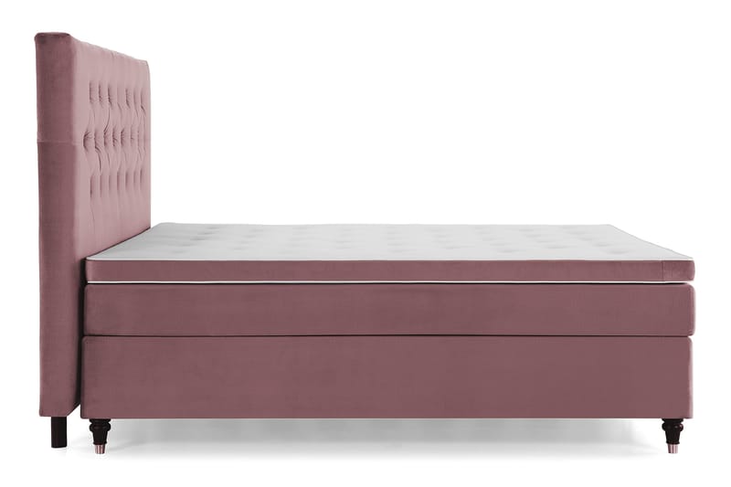 Royal Velvet Komplett Sengepakke 180x200 cm - Rosa Fløyel/Dreide Ben - Møbler - Senger - Kontinentalsenger