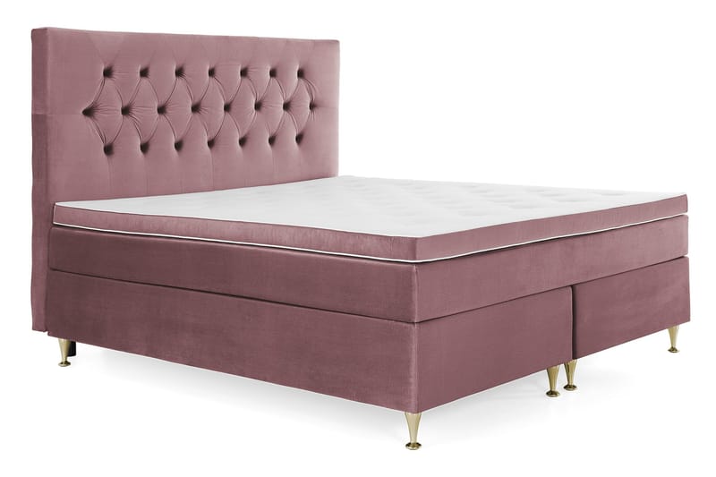 Royal Velvet Komplett Sengepakke 180x200 cm - Rosa Fløyel/Lave Gullben - Møbler - Senger - Kontinentalsenger