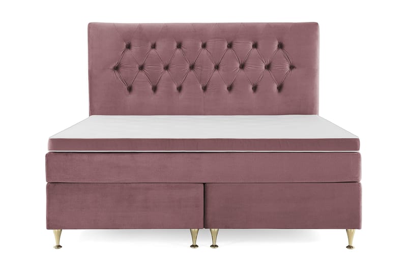 Royal Velvet Komplett Sengepakke 180x200 cm - Rosa Fløyel/Lave Gullben - Møbler - Senger - Kontinentalsenger