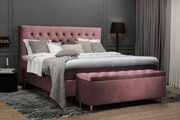 Royal Velvet Komplett Sengepakke 180x200 cm - Rosa Fløyel/Lave Sølvben - Møbler - Senger - Kontinentalsenger