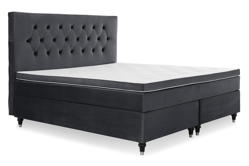 Royal Velvet Komplett Sengepakke 180x200 cm - Svart Fløyel/Dreide Ben - Møbler - Senger - Kontinentalsenger