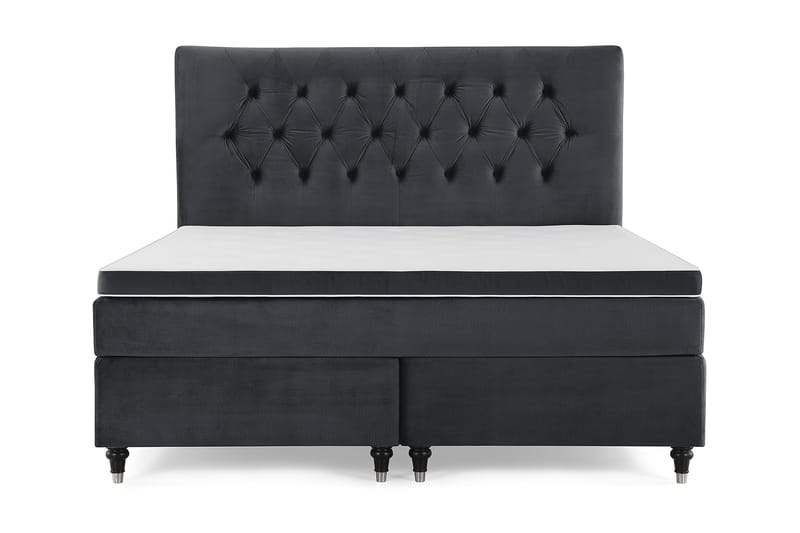 Royal Velvet Komplett Sengepakke 180x200 cm, Svart Fløyel/Dreide Ben
