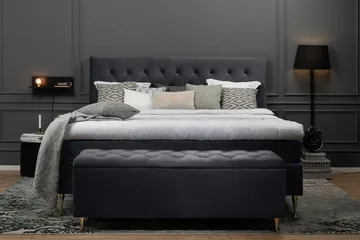 Royal Velvet Komplett Sengepakke 180x200 cm - Svart Fløyel/Dreide Ben - Møbler - Senger - Kontinentalsenger