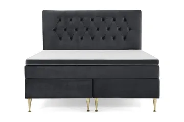Royal Velvet Komplett Sengepakke 180x200 cm - Svart Fløyel/Høye Gullben - Møbler - Senger - Kontinentalsenger