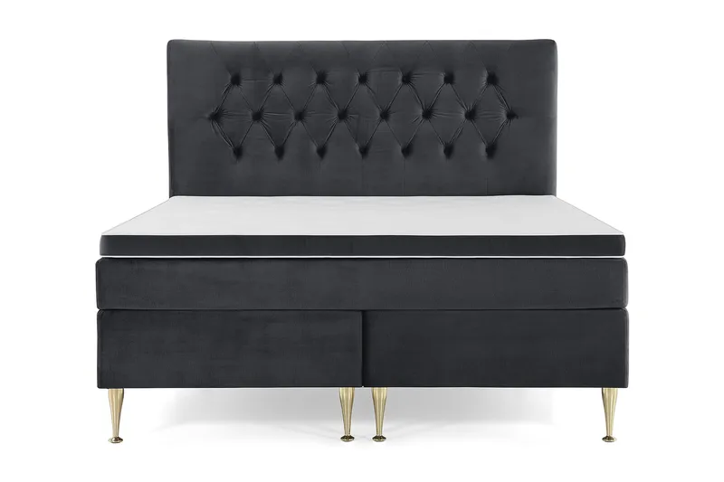Royal Velvet Komplett Sengepakke 180x200 cm, Svart Fløyel/Høye Gullben