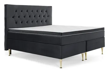 Royal Velvet Komplett Sengepakke 180x200 cm - Svart Fløyel/Høye Gullben - Møbler - Senger - Kontinentalsenger