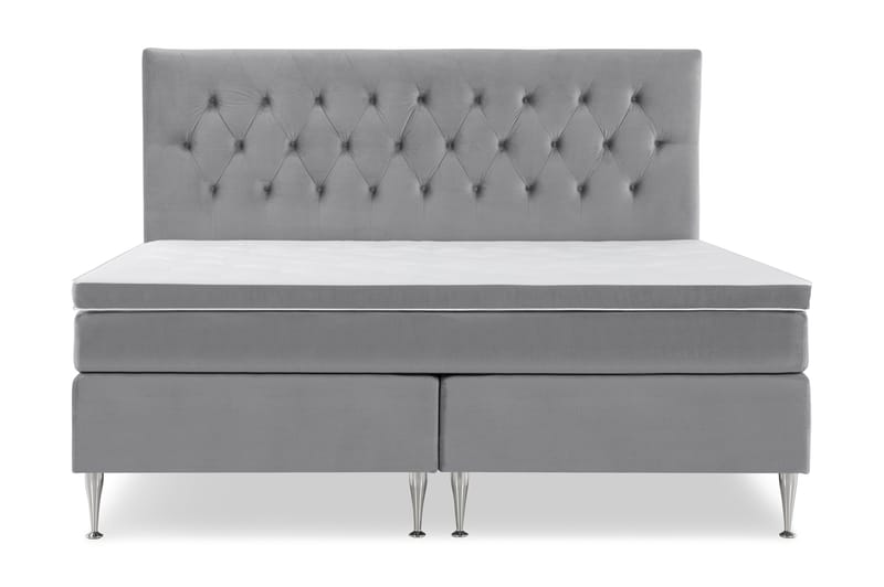 Royal Velvet Komplett Sengepakke 210x210 cm, Lysegrå Fløyel/Høye Sølvben