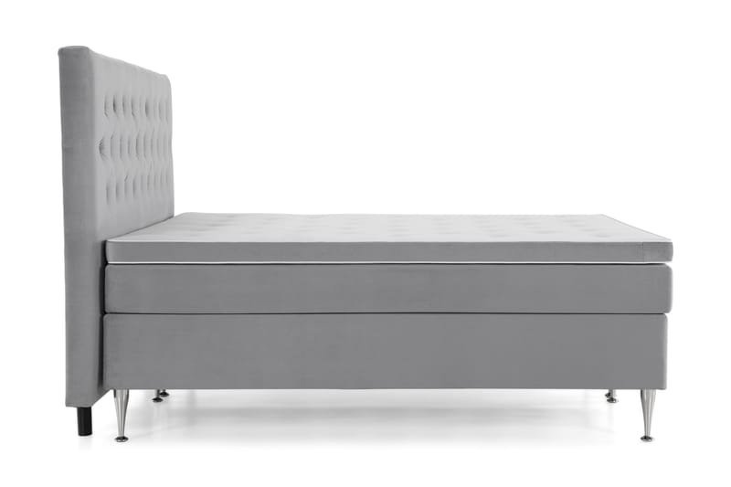 Royal Velvet Komplett Sengepakke 210x210 cm - Lysegrå Fløyel/Høye Sølvben - Møbler - Senger - Kontinentalsenger