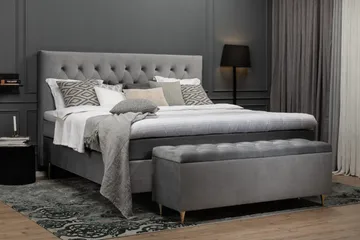 Royal Velvet Komplett Sengepakke 210x210 cm - Lysegrå Fløyel/Lave Sølvben - Møbler - Senger - Kontinentalsenger