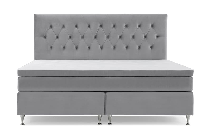 Royal Velvet Komplett Sengepakke 210x210 cm, Lysegrå Fløyel/Lave Sølvben