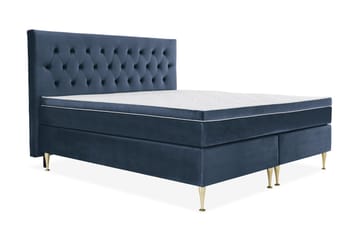 Royal Velvet Komplett Sengepakke 210x210 cm - Mørkeblå Fløyel/Høye Gullben - Møbler - Senger - Kontinentalsenger