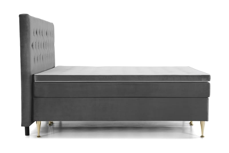 Royal Velvet Komplett Sengepakke 210x210 cm - Mørkegrå Fløyel/Høye Gullben - Møbler - Senger - Kontinentalsenger