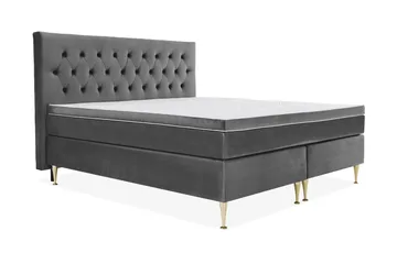 Royal Velvet Komplett Sengepakke 210x210 cm - Mørkegrå Fløyel/Høye Gullben - Møbler - Senger - Kontinentalsenger