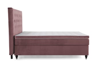 Royal Velvet Komplett Sengepakke 210x210 cm - Rosa Fløyel/Dreide Ben - Møbler - Senger - Kontinentalsenger