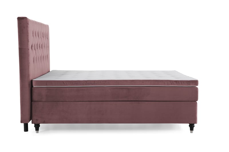 Royal Velvet Komplett Sengepakke 210x210 cm - Rosa Fløyel/Dreide Ben - Møbler - Senger - Kontinentalsenger