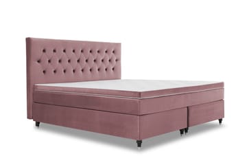 Royal Velvet Komplett Sengepakke 210x210 cm - Rosa Fløyel/Dreide Ben - Møbler - Senger - Kontinentalsenger