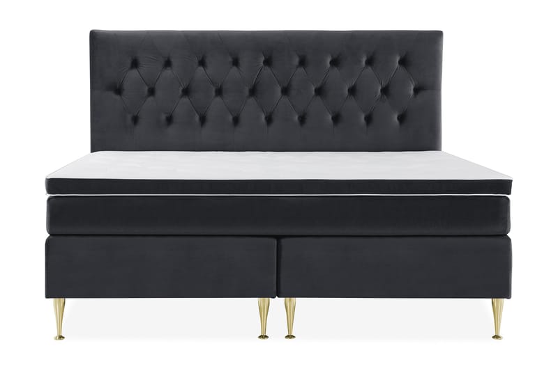 Royal Velvet Komplett Sengepakke 210x210 cm - Svart Fløyel/Høye Gullben - Møbler - Senger - Kontinentalsenger