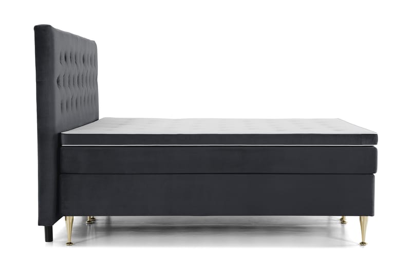 Royal Velvet Komplett Sengepakke 210x210 cm - Svart Fløyel/Høye Gullben - Møbler - Senger - Kontinentalsenger