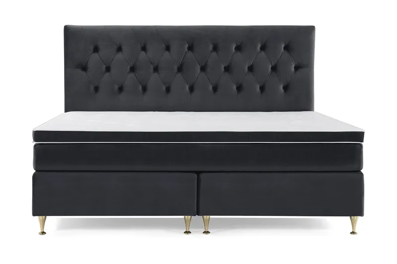 Royal Velvet Komplett Sengepakke 210x210 cm, Svart Fløyel/Lave Gullben